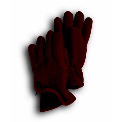 Maroon Fleece Zipper Gloves