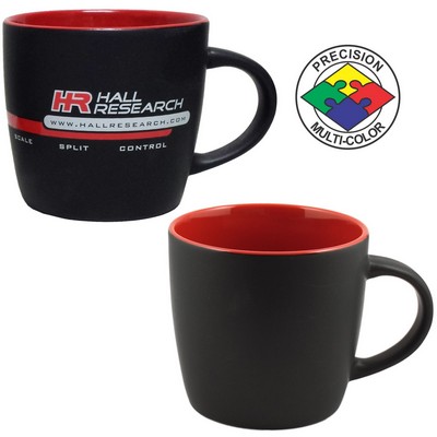 12 Oz. Black/Red Euro Cafe Mug - Dishwasher Resistant - Precision Spot Color