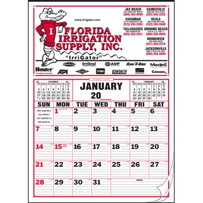 Large Size Memo 12 Sheet Calendar w/Lines