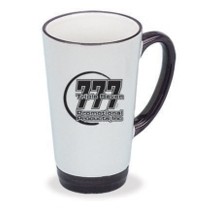 16 Oz. Funnel Mug w/ Colored Trim (White/Black)