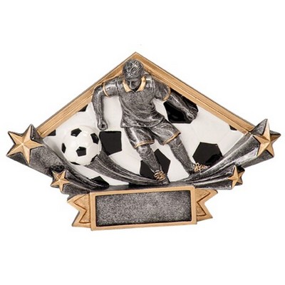 Diamond Star Resin Male Soccer Award - 4 1/4"x6 1/4"