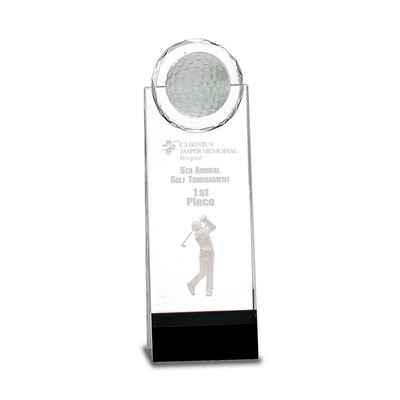 Clear & Black Crystal 3-D Golfer Stand-up Dome Award