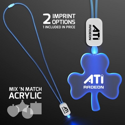 Blue LED Cool Lanyards with Acrylic Shamrock Pendant - Domestic Imprint