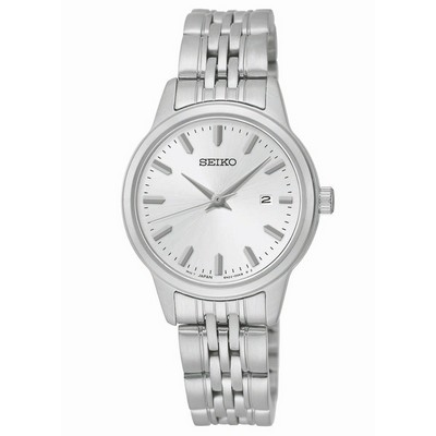 Seiko Ladies PRIME Silver-Tone Bracelet Watch w/Round Silver Dial