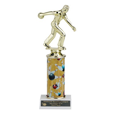 10" Single Column Bowling Trophy w/Figure