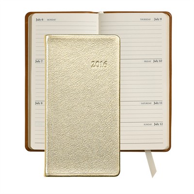 6" Personal Pocket Appointment Book W/ Metallics Leather Cover