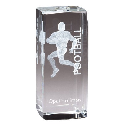 Crystal Block with 3-D Laser Football, Male (2" x 4.5")