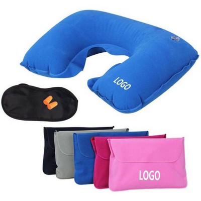 Travel Pillow Set/W Earplugs and Eye Mask