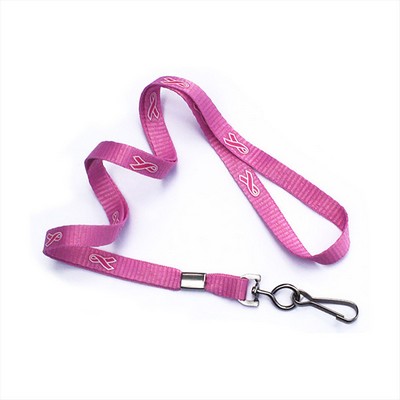 3/8" Flat Polyester Lanyard (Breast Cancer Awareness)