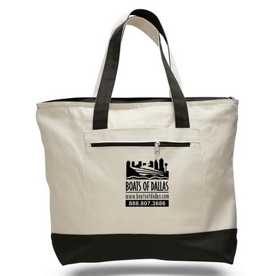 2-Tone Canvas Tote--Natural/Black (1-Color Imprint)