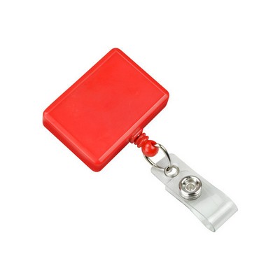 Custom Rectangle Plastic Clip-On Badge Reel (Red)