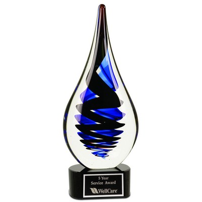 11 1/4" Black Twist Rain Drop Art Glass Award