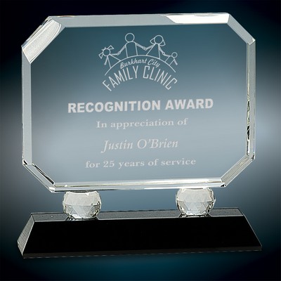 Medium Rectangle Crystal Award w/Facet Accents