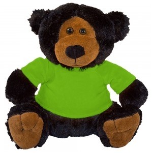 10" Plush Toy Black Bear 2 Stuffed Animal With Customizable T-Shirt