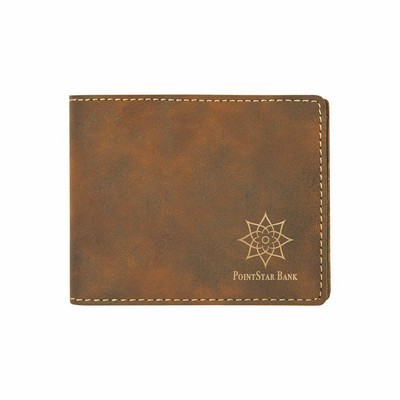 Rustic/Gold Leatherette Bifold Wallet