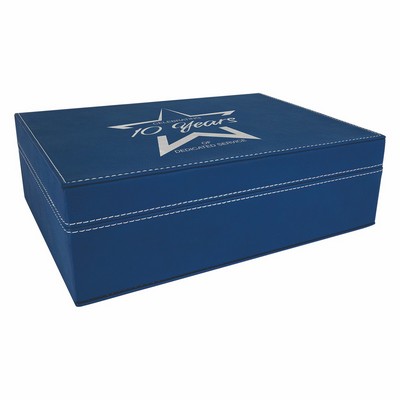 10 1/4" x 7 1/2" Blue/Silver Leatherette Premium Gift Box