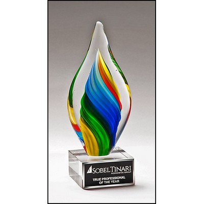 Rainbow Rising Art Glass Award 3.5" W x 9"H