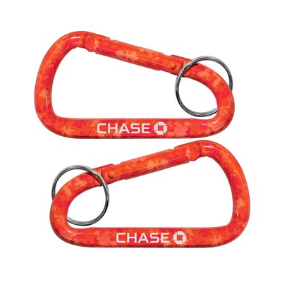 Red Camouflage Carabiner with Key Ring