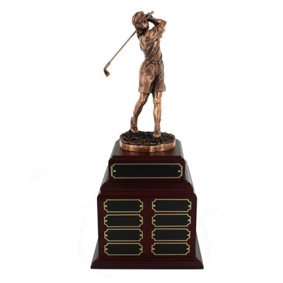 17" Perpetual Female Golf Trophy w/16 Name Plates