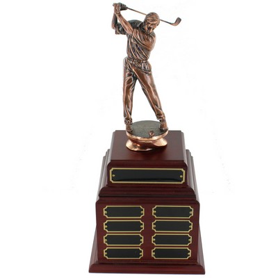 17" Perpetual Male Golf Trophy w/16 Name Plates