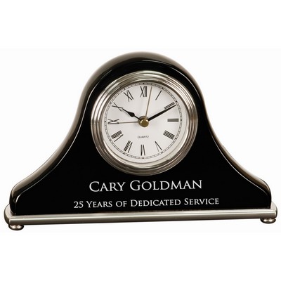 7 1/2" x 4 1/2" Black Piano Finish Mantel Desk Clock