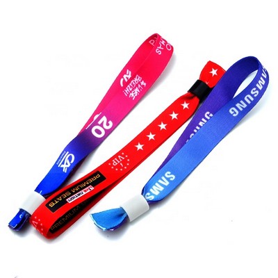 Multi colors custom adjustable disposable slide lock event party woven fabric wristbands