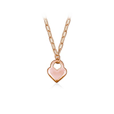 CJ Steelx Lock Heart Pendant - Rose Gold