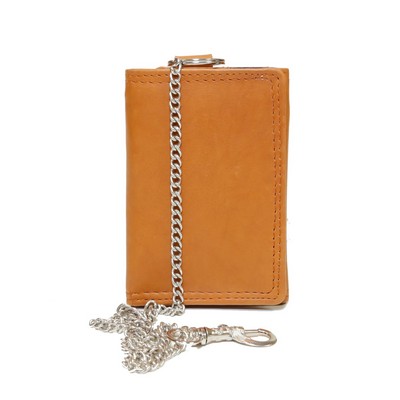 Ashlin Designer® Alden Men's British Tan Hipster Tri-Fold Chain Wallet