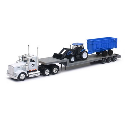 1:43 Scale Kenworth® Lowboy W/ New Holland Tractor & Trailer (u)45.00