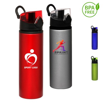 25 oz. Aluminum Carabiner Sports Bottle w/ Push Release Cap