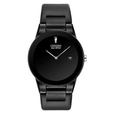 Citizen® Men's Axiom Collection Eco-Drive® Watch w/Black Leather Strap & Black Dial