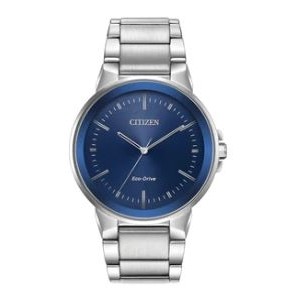 Citizen® Men's Axiom Stainless Steel Watch w/Dark Blue Dial