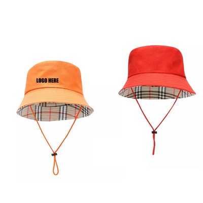 Wide Brim Fisherman Bucket Hat with Adjust Wind String