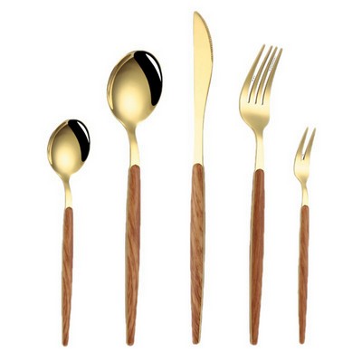 Stainless Steel Cutlery with Imitation Wood Handle