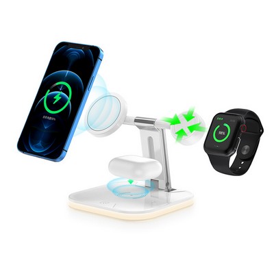 15w Collapsible 3 in 1 Wireless Charger with LED Light