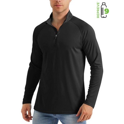 Repreve® Men's Raglan Quarter Zipper rPET Performance Long Sleeve