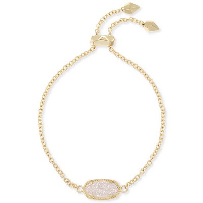 Kendra Scott Elaina Gold Adjustable Chain Bracelet in Iridescent Drusy