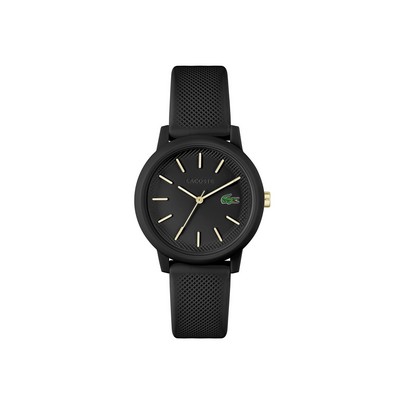 Lacoste™ L.12.12. Ladies Black TR90 Watch w/Black Silicone Strap