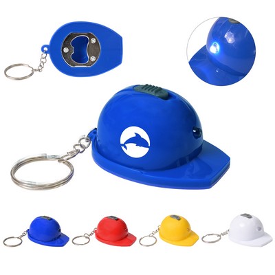 Mini LED Helmet Keychain w/Bottle Opener