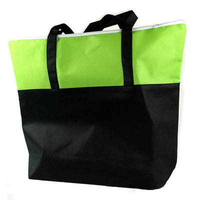 Two-tone Zippered Non Woven Tote Bag