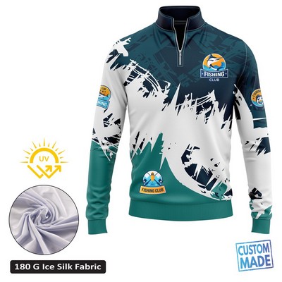 Sublimation 180G Mesh UPF 50+ Long Sleeve Fishing Quarter Zip - Men's, Women's, Kids'