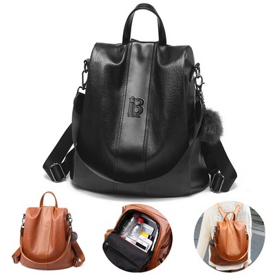 Soft PU Leather Casual Backpack