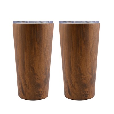 Lenox Cambridge Wood Stainless Steel Highballs, 20oz, Set of 2