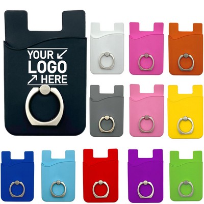 Silicone Smart Phone Wallet W/ Ring Stand