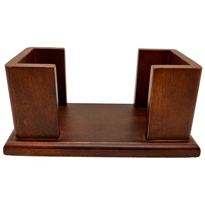 Upright Wooden Coaster Holder Walnut Finish