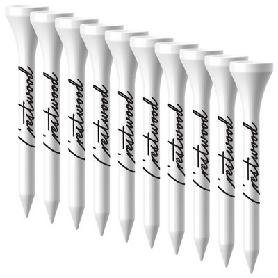 Plastic traditional cup golf tees- 2.75" 1 Color Logo Imprint Shank Only. White or Natural