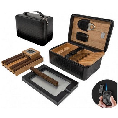 ManhattanXL Black Travel Humidor w/Digital Hygrometer