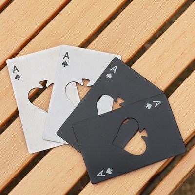 Ace of Spades Credit Card Style Stainless Steel Bottle Opener