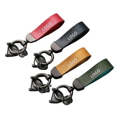 Customizable Cowhide Alloy key Chain,MOQ100