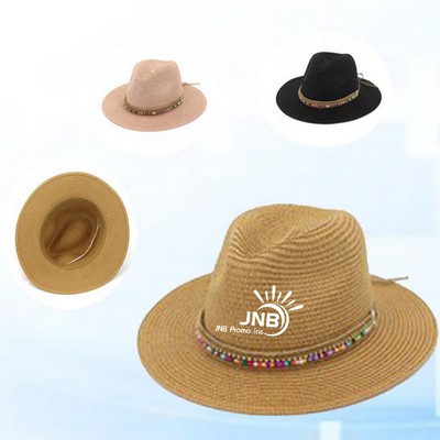 Beaded Sun Protection Straw Beach Hat